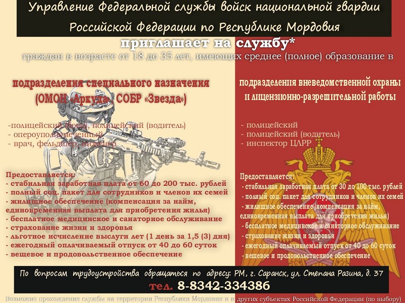 Управление Федеральной службы войск национальной гвардии Российской Федерации по Республике Мордовия.